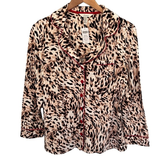 Soma Embraceable PJ Top Cheetah Red Piping Size Medium NWT - Picture 1 of 9